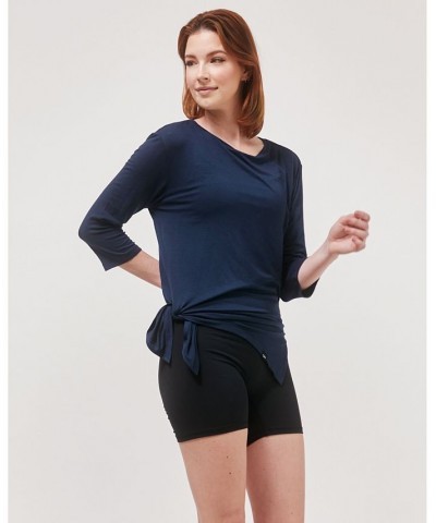 Anen Side Tie 3/4 Sleeve Top for Women Cooly navy $31.96 Tops