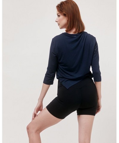 Anen Side Tie 3/4 Sleeve Top for Women Cooly navy $31.96 Tops