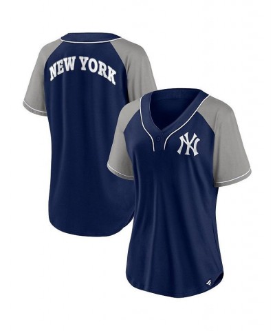 Women's Branded Navy New York Yankees Ultimate Style Raglan V-Neck T-shirt Navy $30.10 Tops