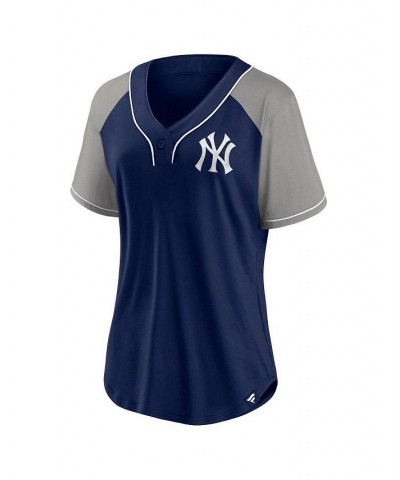 Women's Branded Navy New York Yankees Ultimate Style Raglan V-Neck T-shirt Navy $30.10 Tops