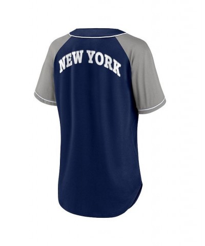 Women's Branded Navy New York Yankees Ultimate Style Raglan V-Neck T-shirt Navy $30.10 Tops