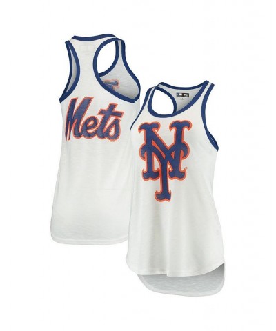 Women's White New York Mets Tater Racerback Tank Top White $21.00 Tops