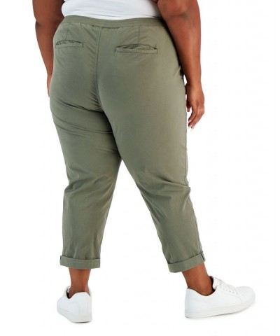 Plus Size Floral Embroidered Pants Olive $19.23 Pants