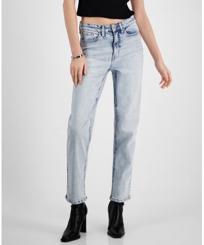 Women's Point Collar Button-Front Top & High-Rise Straight-Leg Jeans Parker $26.37 Outfits