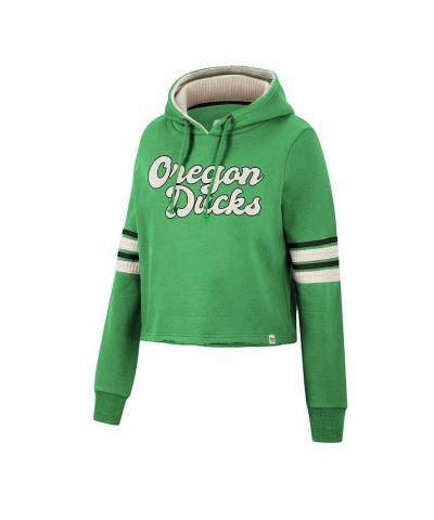 Women's Green Oregon Ducks Retro Cropped Pullover Hoodie Green $29.52 Sweatshirts