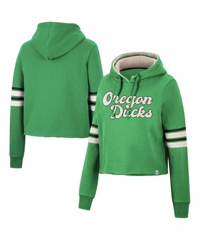 Women's Green Oregon Ducks Retro Cropped Pullover Hoodie Green $29.52 Sweatshirts