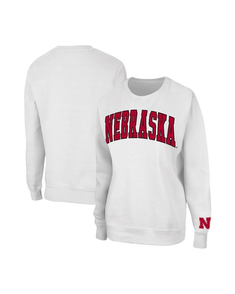 Women's White Nebraska Huskers Campanile Pullover Sweatshirt White $29.69 Sweatshirts