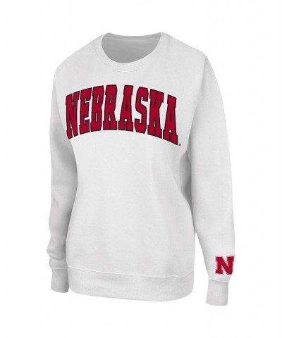 Women's White Nebraska Huskers Campanile Pullover Sweatshirt White $29.69 Sweatshirts