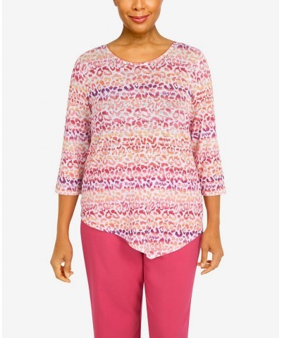 Women's Animal Biadere Asymmetric Crew Neck Top Multi $36.84 Tops