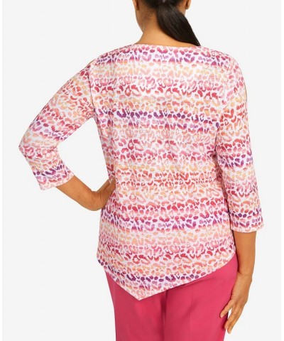 Women's Animal Biadere Asymmetric Crew Neck Top Multi $36.84 Tops