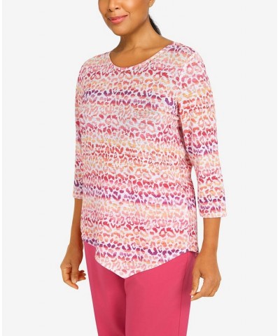 Women's Animal Biadere Asymmetric Crew Neck Top Multi $36.84 Tops