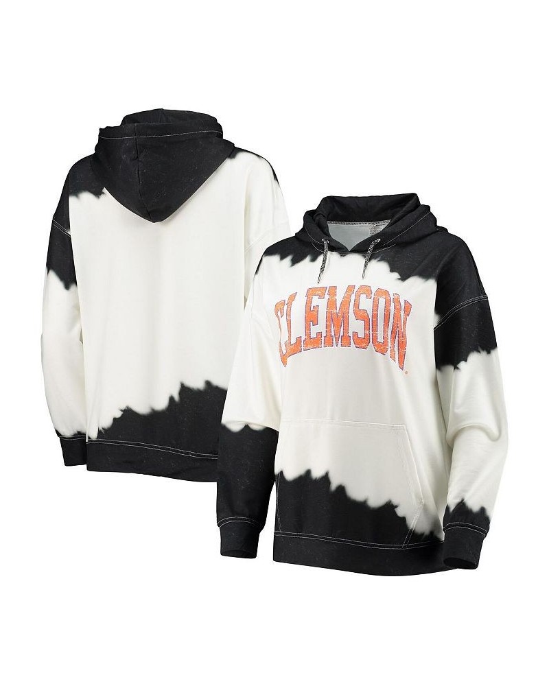 Women's White Black Clemson Tigers For the Fun Double Dip-Dyed Pullover Hoodie White $29.90 Sweatshirts