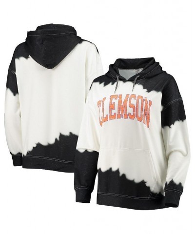 Women's White Black Clemson Tigers For the Fun Double Dip-Dyed Pullover Hoodie White $29.90 Sweatshirts