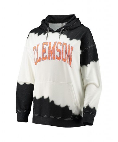 Women's White Black Clemson Tigers For the Fun Double Dip-Dyed Pullover Hoodie White $29.90 Sweatshirts