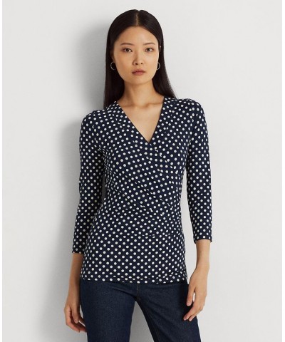 Women's Polka-Dot Surplice Jersey Top Navy/cream $47.76 Tops