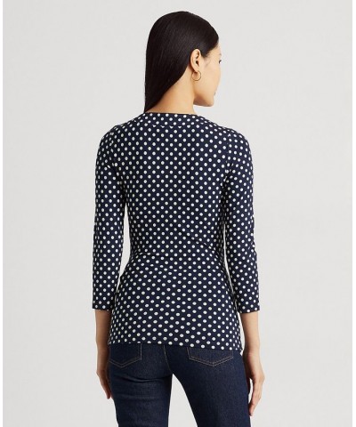 Women's Polka-Dot Surplice Jersey Top Navy/cream $47.76 Tops