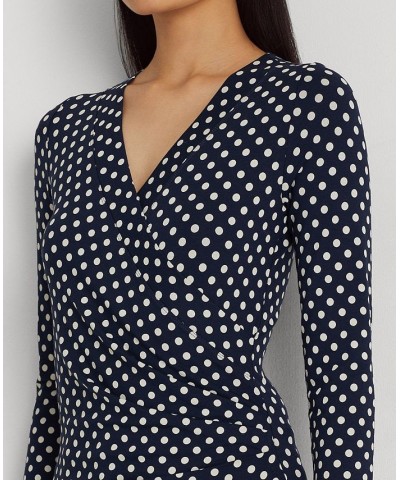 Women's Polka-Dot Surplice Jersey Top Navy/cream $47.76 Tops