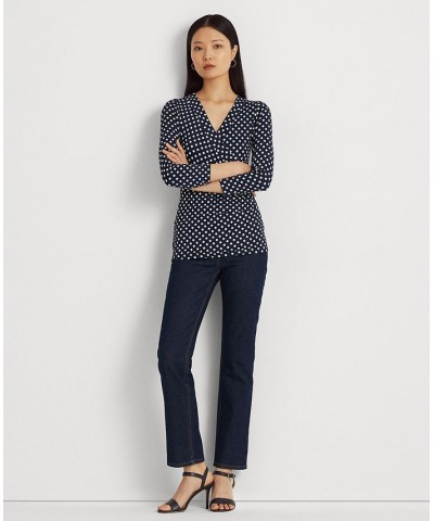 Women's Polka-Dot Surplice Jersey Top Navy/cream $47.76 Tops