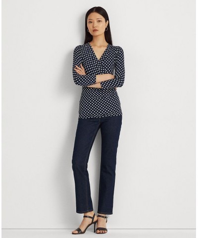 Women's Polka-Dot Surplice Jersey Top Navy/cream $47.76 Tops