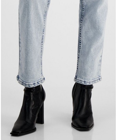 Women's Point Collar Button-Front Top & High-Rise Straight-Leg Jeans Parker $26.37 Outfits