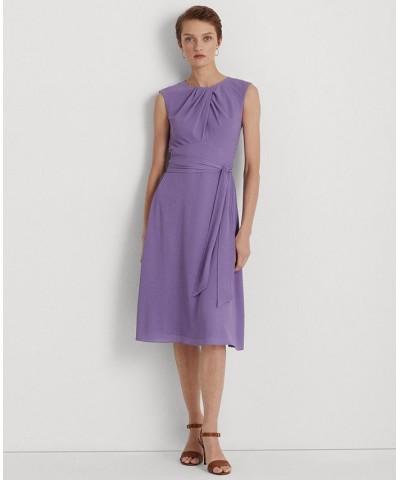 Women's Bubble Crepe Cap-Sleeve Dress Purple $36.00 Dresses