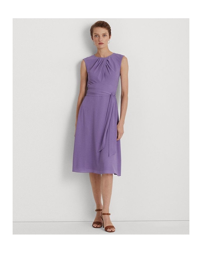 Women's Bubble Crepe Cap-Sleeve Dress Purple $36.00 Dresses