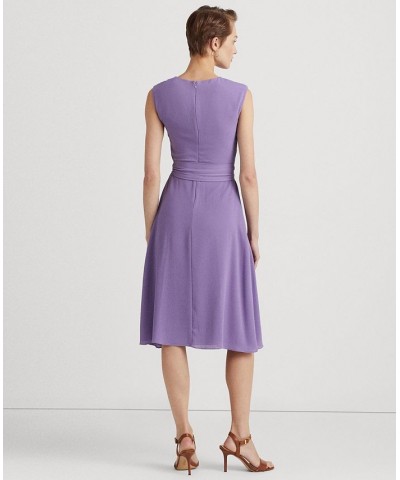 Women's Bubble Crepe Cap-Sleeve Dress Purple $36.00 Dresses