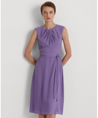 Women's Bubble Crepe Cap-Sleeve Dress Purple $36.00 Dresses