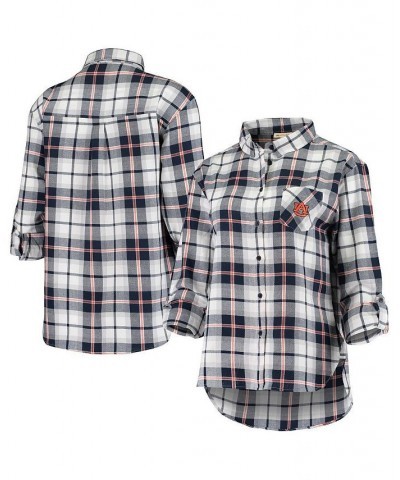 Women's Navy Auburn Tigers Team Missy Boyfriend Plaid Flannel Button-Up Long Sleeve Shirt Navy $34.50 Tops