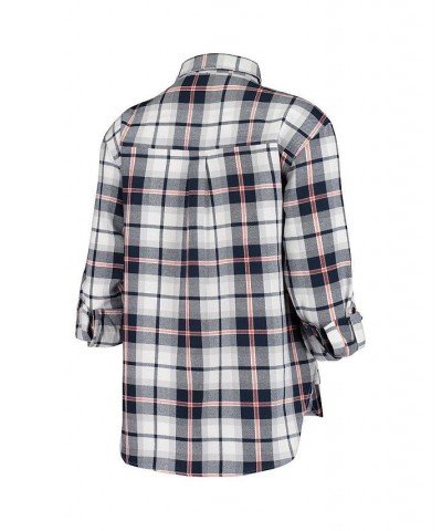 Women's Navy Auburn Tigers Team Missy Boyfriend Plaid Flannel Button-Up Long Sleeve Shirt Navy $34.50 Tops