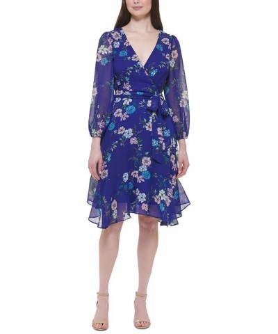 Women's Side-Tie Handkerchief-Hem Dress Royal $33.27 Dresses