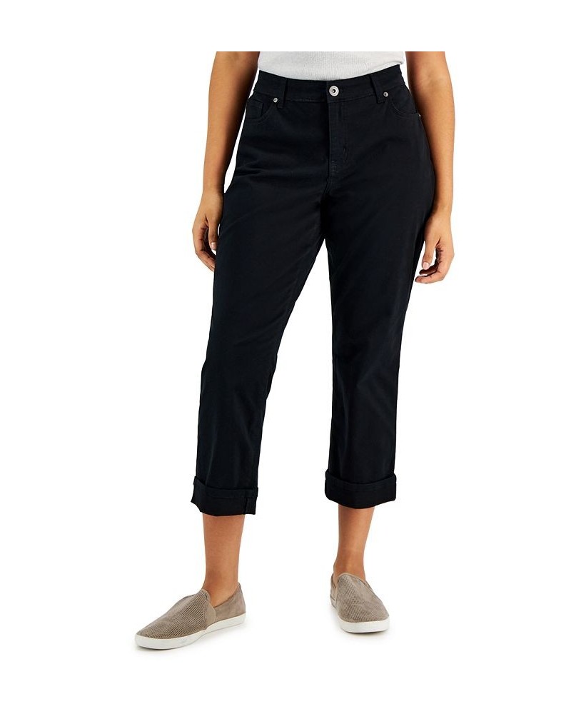 Women's Curvy Cuffed Capri Jeans Deep Black $17.69 Jeans