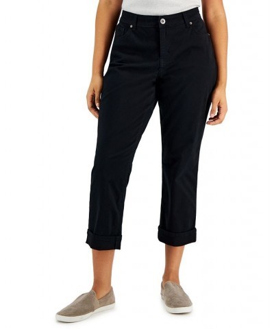 Women's Curvy Cuffed Capri Jeans Deep Black $17.69 Jeans