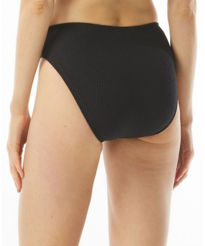 Women's Textured High-Leg Bikini Bottoms Black $28.38 Swimsuits