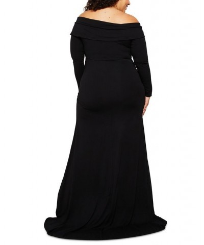 Plus Size Off-The-Shoulder Maternity Maxi Dress Black $41.25 Dresses