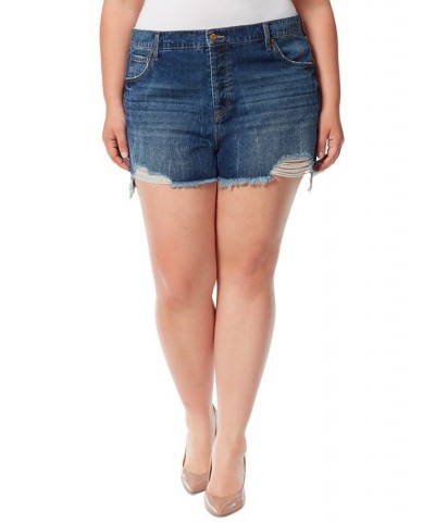 Trendy Plus Size Hug Me High-Rise Denim Shorts Ocean Breeze $21.23 Shorts