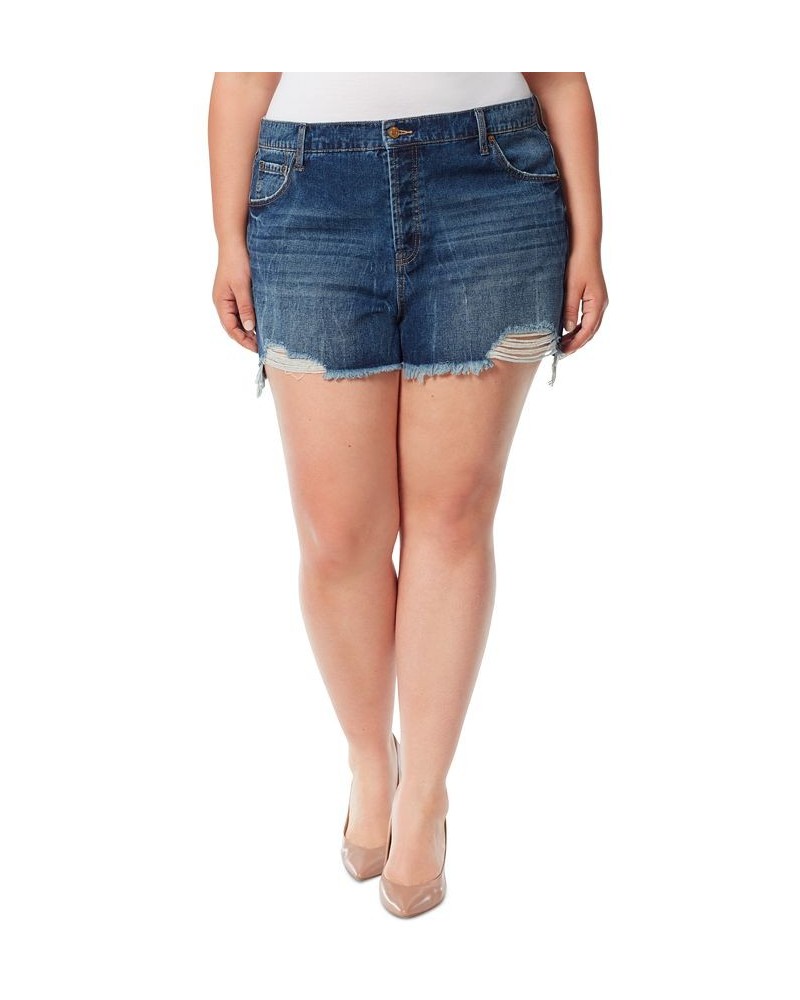 Trendy Plus Size Hug Me High-Rise Denim Shorts Ocean Breeze $21.23 Shorts