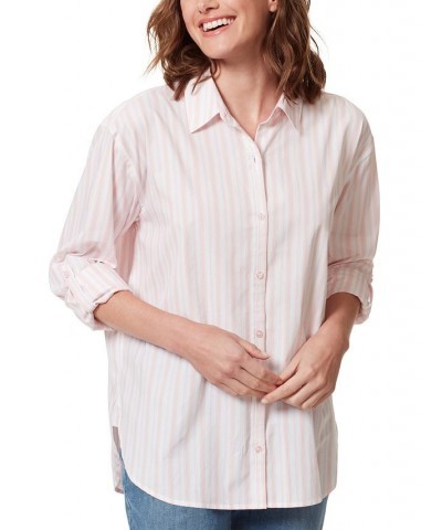 Women's Amanda Button-Front Shirt Rosy Pink Stripe $18.02 Tops