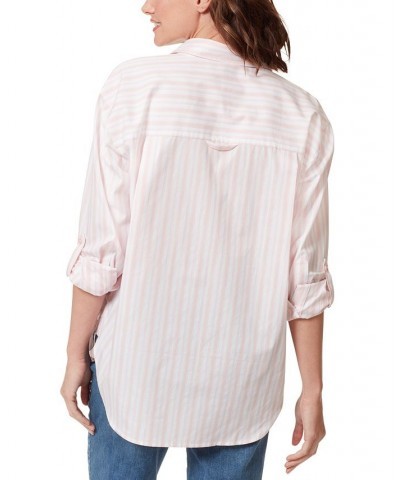 Women's Amanda Button-Front Shirt Rosy Pink Stripe $18.02 Tops