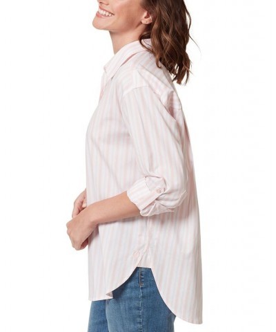 Women's Amanda Button-Front Shirt Rosy Pink Stripe $18.02 Tops