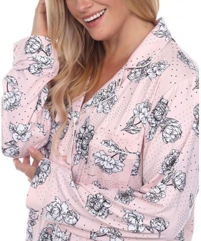 Plus Size Long Sleeve Floral Pajama Set 2-Piece Pink $26.95 Sleepwear