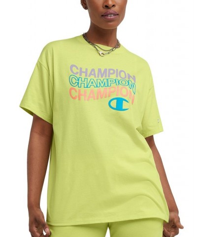 Women's Classic Oversized Crewneck Logo Tee Green $11.50 Tops