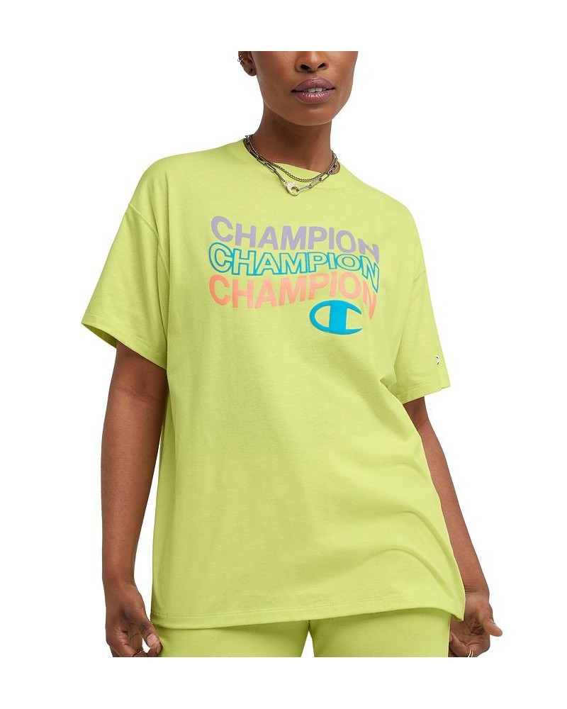 Women's Classic Oversized Crewneck Logo Tee Green $11.50 Tops