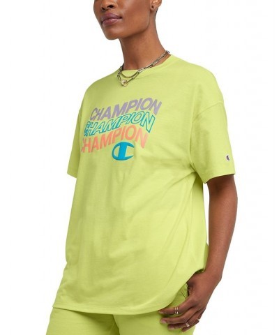 Women's Classic Oversized Crewneck Logo Tee Green $11.50 Tops