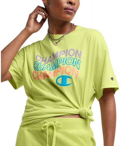 Women's Classic Oversized Crewneck Logo Tee Green $11.50 Tops