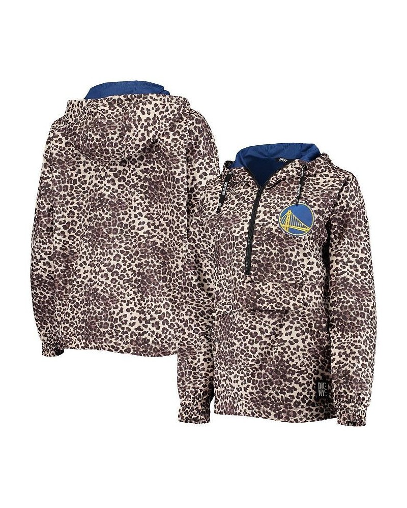 Women's Leopard Golden State Warriors Gabriella Windbreaker Half-Zip Hoodie Leopard $47.60 Jackets