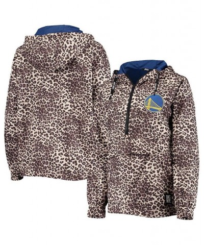 Women's Leopard Golden State Warriors Gabriella Windbreaker Half-Zip Hoodie Leopard $47.60 Jackets