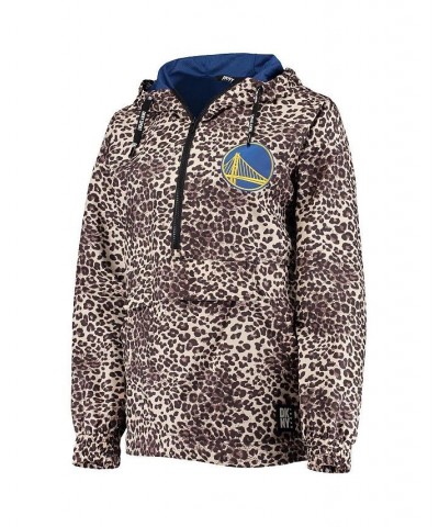 Women's Leopard Golden State Warriors Gabriella Windbreaker Half-Zip Hoodie Leopard $47.60 Jackets