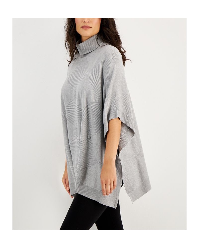 Women's Turtleneck Poncho Sweater Heather Sterling $25.04 Sweaters