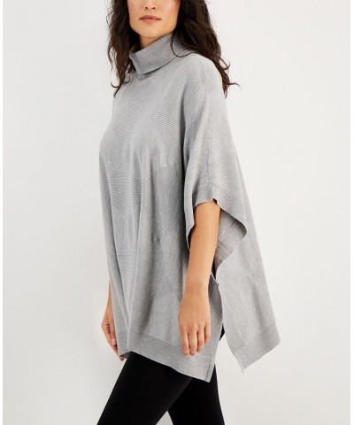 Women's Turtleneck Poncho Sweater Heather Sterling $25.04 Sweaters